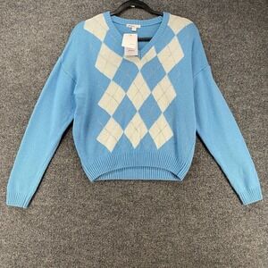 Subdued Sweater Womens S‎ Blue Wool Pullover Crop Tennis Casual Academia Preppy